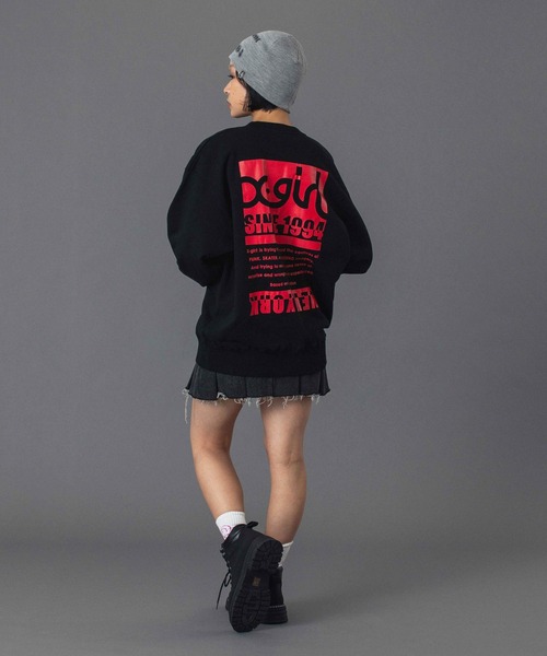 X-girl（エックスガール）の「BI COLOR BOX LOGO CREWNECK SWEAT TOP（スウェット・レディース・チャコール/ブラック/アッシュ・S/M）」の8枚目の写真