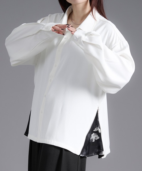 2WAYサイドジップガラパターンシャツ（シャツ/ブラウス）｜Ellno Loset