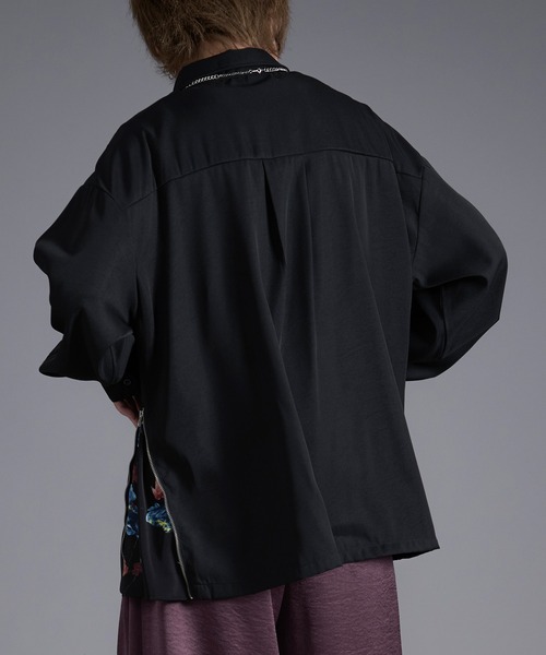 Ellno Loset（エルノロゼット）の「2WAYサイドジップガラパターンシャツ（シャツ/ブラウス・メンズ・ブラック/オフホワイト/チャコール・SMALL/MEDIUM/LARGE）」の17枚目の写真