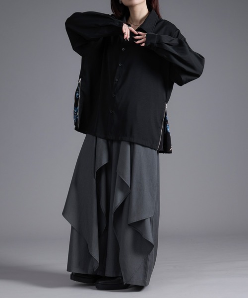 Ellno Loset（エルノロゼット）の「2WAYサイドジップガラパターンシャツ（シャツ/ブラウス・メンズ・ブラック/オフホワイト/チャコール・SMALL/MEDIUM/LARGE）」の21枚目の写真