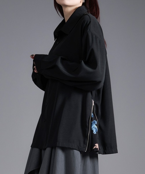 2WAYサイドジップガラパターンシャツ（シャツ/ブラウス）｜Ellno Loset