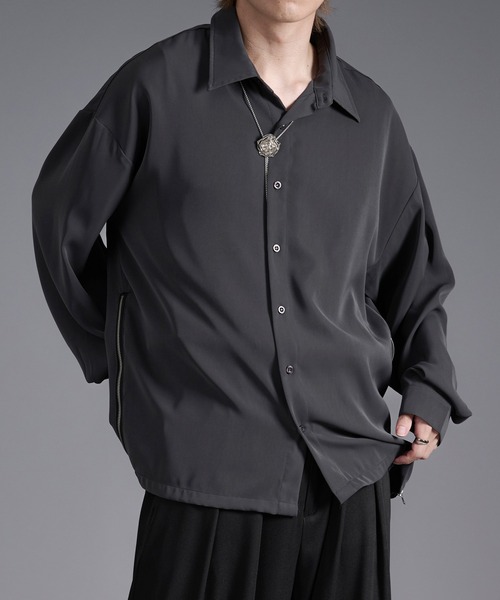 Ellno Loset（エルノロゼット）の「2WAYサイドジップガラパターンシャツ（シャツ/ブラウス・メンズ・ブラック/オフホワイト/チャコール・SMALL/MEDIUM/LARGE）」の5枚目の写真