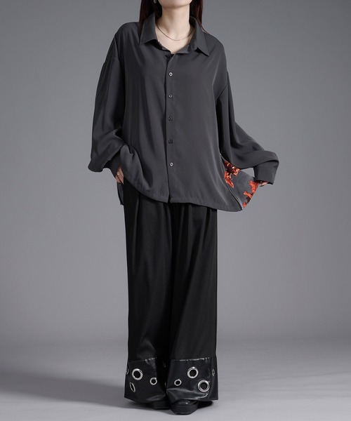 Ellno Loset（エルノロゼット）の「2WAYサイドジップガラパターンシャツ（シャツ/ブラウス・メンズ・ブラック/オフホワイト/チャコール・SMALL/MEDIUM/LARGE）」の11枚目の写真