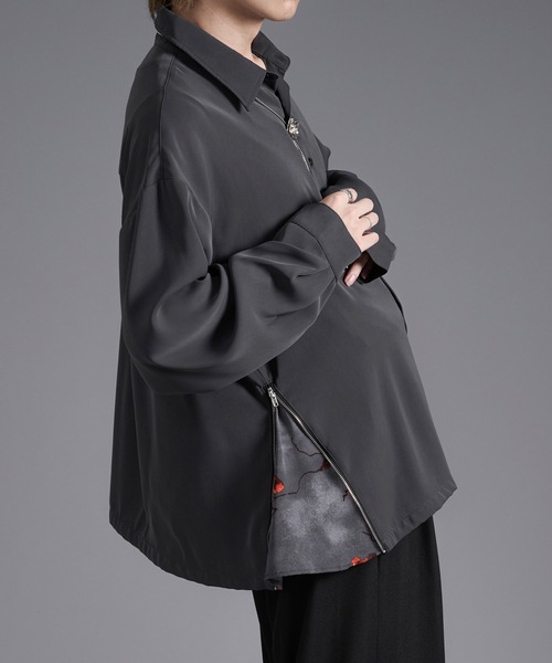 Ellno Loset（エルノロゼット）の「2WAYサイドジップガラパターンシャツ（シャツ/ブラウス・メンズ・ブラック/オフホワイト/チャコール・SMALL/MEDIUM/LARGE）」の8枚目の写真