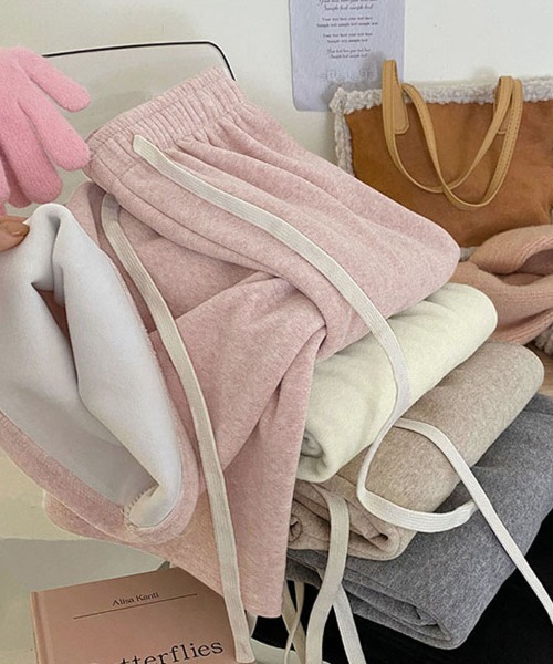 shoppinggo(ショッピングゴー)の「裏起毛パンツ ワイドパンツ ストレート ウエストゴムパンツ ズボン ゆったり リラックスパンツ(その他パンツ・レディース・ピンク/ベージュ/ブラック/アイボリー/グレー・FREE)」の17枚目の写真
