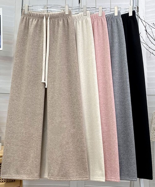 shoppinggo(ショッピングゴー)の「裏起毛パンツ ワイドパンツ ストレート ウエストゴムパンツ ズボン ゆったり リラックスパンツ(その他パンツ・レディース・ピンク/ベージュ/ブラック/アイボリー/グレー・FREE)」の19枚目の写真