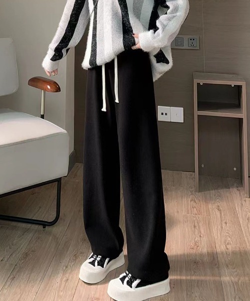 shoppinggo(ショッピングゴー)の「裏起毛パンツ ワイドパンツ ストレート ウエストゴムパンツ ズボン ゆったり リラックスパンツ(その他パンツ・レディース・ピンク/ベージュ/ブラック/アイボリー/グレー・FREE)」の11枚目の写真