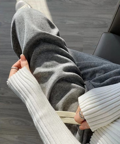 shoppinggo(ショッピングゴー)の「裏起毛パンツ ワイドパンツ ストレート ウエストゴムパンツ ズボン ゆったり リラックスパンツ(その他パンツ・レディース・ピンク/ベージュ/ブラック/アイボリー/グレー・FREE)」の13枚目の写真