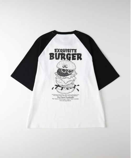 Right-on(ライトオン)の「Other(ソノタ)【メンズ】ラグランスリーブフードプリントTシャツ(Tシャツ/カットソー・メンズ・ブラック/ブラック×ホワイト/ネイビー×ホワイト/ホワイト・L/XL/M)」の3枚目の写真