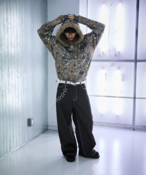 2wayフェイクファーフードワッフルパーカー（パーカー）｜sedacle