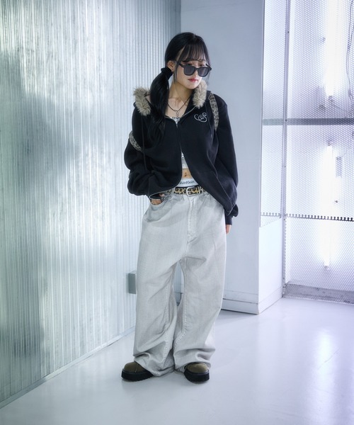 sedacle（セダクル）の「2wayフェイクファーフードワッフルパーカー（パーカー・レディース・カモフラージュ/ボルドー/リアルツリーカモ/ブラック/ネイビー/チャコールグレー/ブラウン・SMALL/MEDIUM/LARGE）」の13枚目の写真