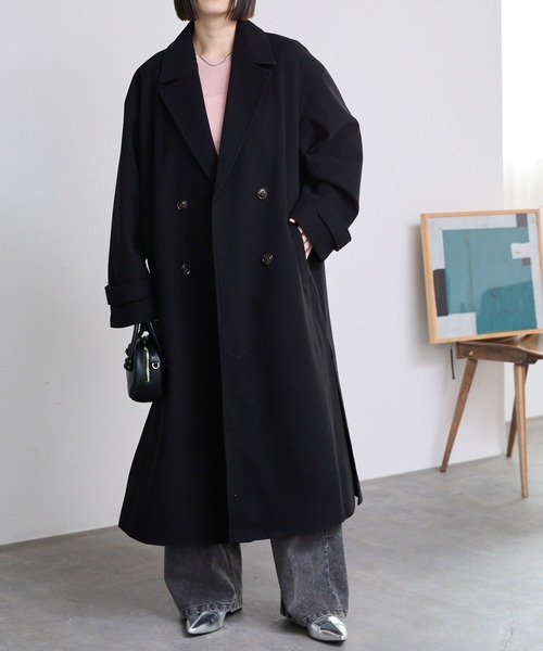 ニットメルトンサイドスリットロングチェスターコート MONO-MART│MONO
