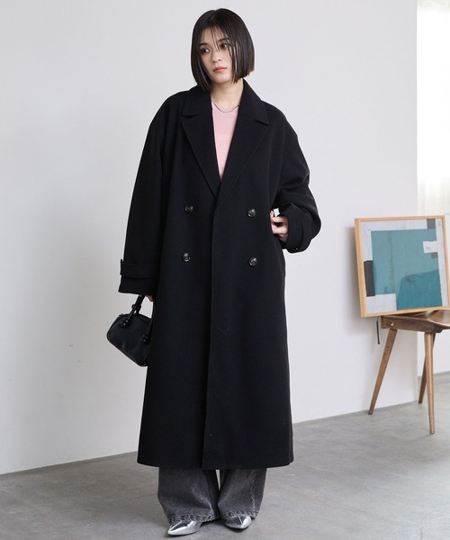 438★セール★訳あり★トルネードマート チェスターロングコート★限定★M★黒 チェスターコート レディース ロングコート アウター 冬コート