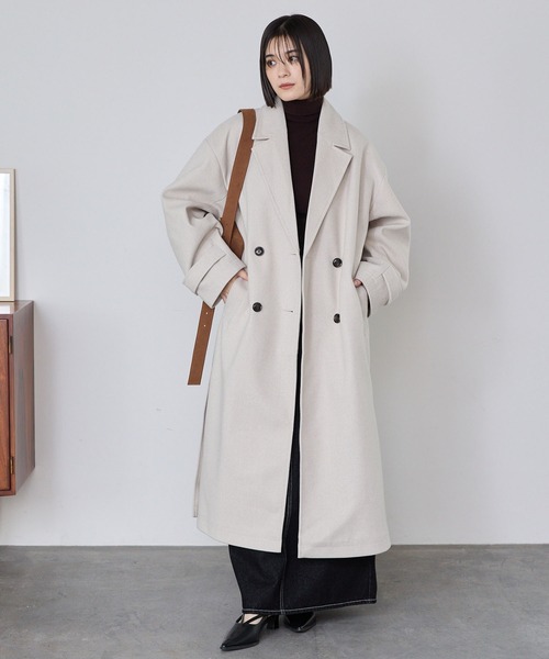 ニットメルトンサイドスリットロングチェスターコート MONO-MART│MONO