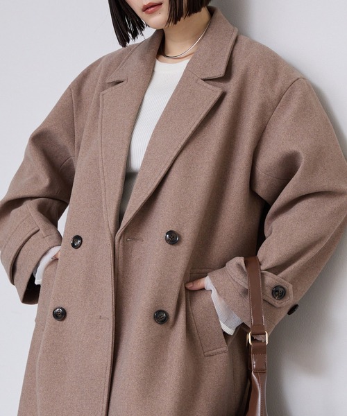 ニットメルトンサイドスリットロングチェスターコート MONO-MART│MONO