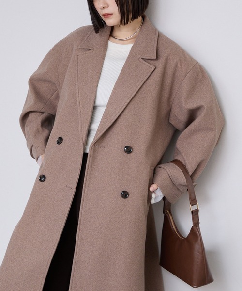 ニットメルトンサイドスリットロングチェスターコート MONO-MART│MONO