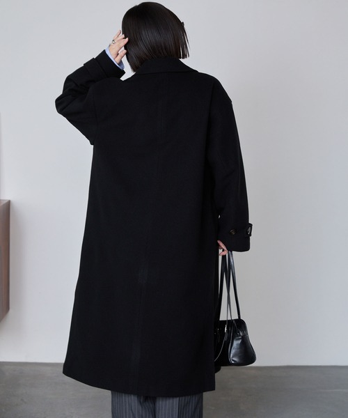 セール】ニットメルトンサイドスリットロングチェスターコート