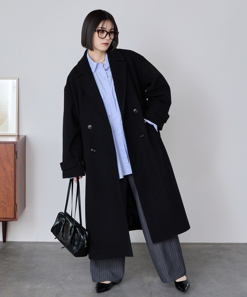 ニットメルトンサイドスリットロングチェスターコート MONO-MART│MONO
