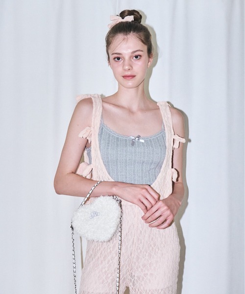 mieya mieya(ミーヤミーヤ)の「【mieya mieya】"m" boa heart bag/ボアハートバッグ"(ショルダーバッグ・レディース・ホワイト/ブラック・FREE)」の6枚目の写真