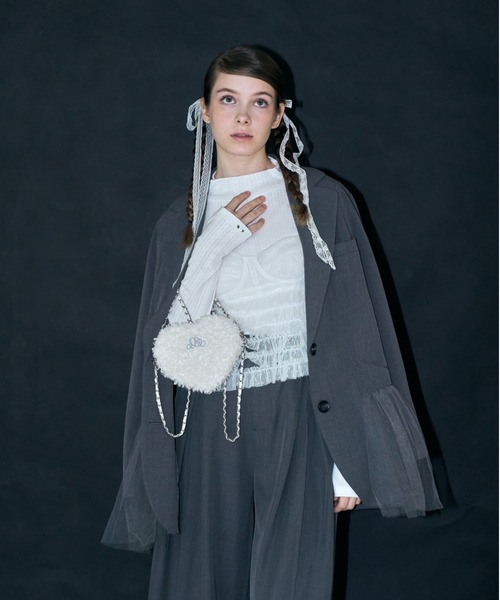 mieya mieya(ミーヤミーヤ)の「【mieya mieya】"m" boa heart bag/ボアハートバッグ"(ショルダーバッグ・レディース・ホワイト/ブラック・FREE)」の12枚目の写真