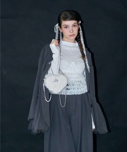 mieya mieya(ミーヤミーヤ)の「【mieya mieya】"m" boa heart bag/ボアハートバッグ"(ショルダーバッグ・レディース・ホワイト/ブラック・FREE)」の13枚目の写真