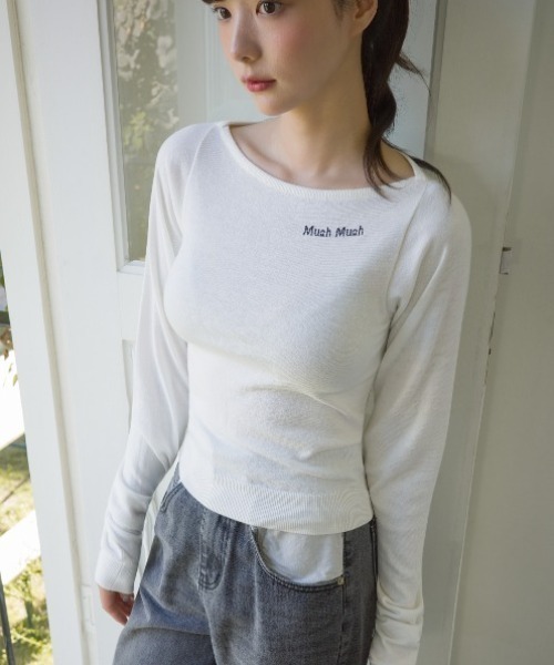 muahmuah(ムーアムーア)の「A'GEM/9 × .kom 『muah muah/ムーアムーア』 SLIM FIT BOAT NECK KNIT/ボートネック スリムフィット ニット(ニット/セーター・レディース・チャコールグレー/アイボリー/ブラック/A・FREE)」の17枚目の写真
