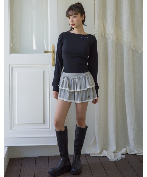 muahmuah(ムーアムーア)の「A'GEM/9 × .kom 『muah muah/ムーアムーア』 SLIM FIT BOAT NECK KNIT/ボートネック スリムフィット ニット(ニット/セーター・レディース・チャコールグレー/アイボリー/ブラック/A・FREE)」の21枚目の写真