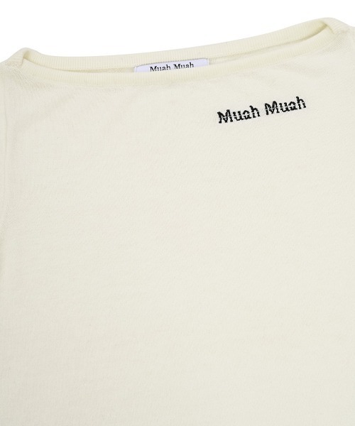 muahmuah(ムーアムーア)の「A'GEM/9 × .kom 『muah muah/ムーアムーア』 SLIM FIT BOAT NECK KNIT/ボートネック スリムフィット ニット(ニット/セーター・レディース・チャコールグレー/アイボリー/ブラック/A・FREE)」の15枚目の写真