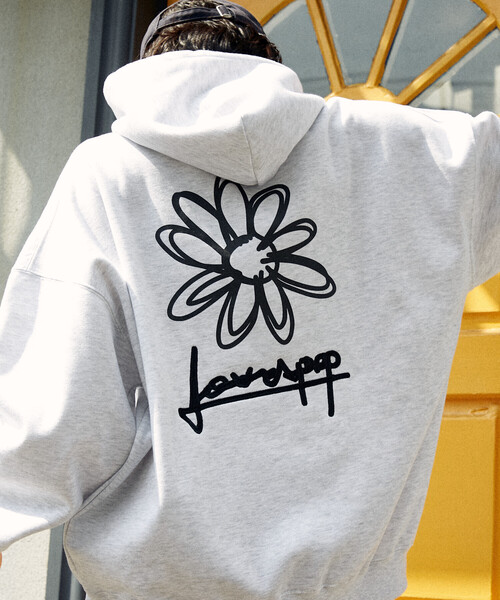 PUBLUX(パブリュクス)の「PUBLUX/パブリュクス LOVE POP STUDIO FLOWER GRAPHIC HOODIE(限定展開)(パーカー・メンズ・ライトグレー/ブラウン/ブラック・SMALL/MEDIUM/LARGE)」の2枚目の写真