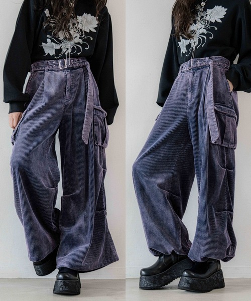 HARE（ハレ）の「ベーシックワイドカーゴパンツ(HARE)（カーゴパンツ・レディース・ブラック系その他/ブラック/ボルドー/ブルー系その他/ネイビー・FREE）」の4枚目の写真