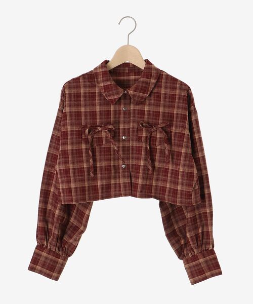 MAJESTIC LEGON(マジェスティックレゴン)の「ハートボタンリボンつきシャツ(シャツ/ブラウス・レディース・ブラック系その他/ブラウン系その他2/レッド系その他2・MEDIUM)」の11枚目の写真