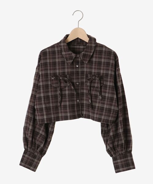 MAJESTIC LEGON(マジェスティックレゴン)の「ハートボタンリボンつきシャツ(シャツ/ブラウス・レディース・ブラック系その他/ブラウン系その他2/レッド系その他2・MEDIUM)」の12枚目の写真