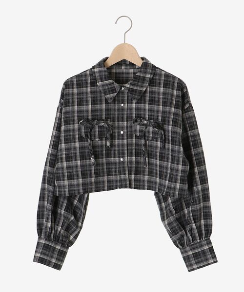 MAJESTIC LEGON(マジェスティックレゴン)の「ハートボタンリボンつきシャツ(シャツ/ブラウス・レディース・ブラック系その他/ブラウン系その他2/レッド系その他2・MEDIUM)」の13枚目の写真