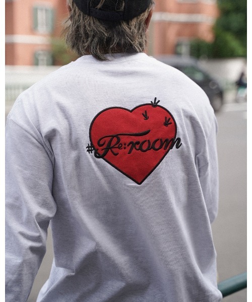#Re:room（リルーム）の「カクタスハートエンブロイダリーロングスリーブ（Tシャツ/カットソー・メンズ・ブラック/グレー/ホワイト・M-L/S-M/L-XL）」の3枚目の写真