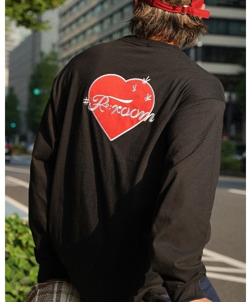 #Re:room（リルーム）の「カクタスハートエンブロイダリーロングスリーブ（Tシャツ/カットソー・メンズ・ブラック/グレー/ホワイト・M-L/S-M/L-XL）」の2枚目の写真