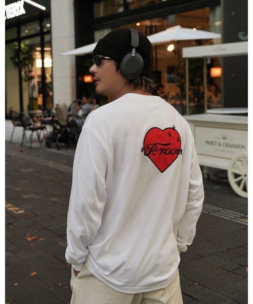 #Re:room（リルーム）の「カクタスハートエンブロイダリーロングスリーブ（Tシャツ/カットソー・メンズ・ブラック/グレー/ホワイト・M-L/S-M/L-XL）」の4枚目の写真