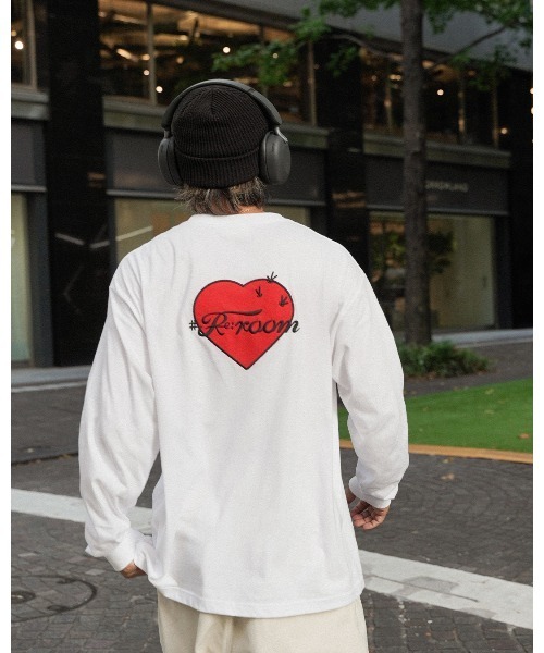 #Re:room（リルーム）の「カクタスハートエンブロイダリーロングスリーブ（Tシャツ/カットソー・メンズ・ブラック/グレー/ホワイト・M-L/S-M/L-XL）」の6枚目の写真