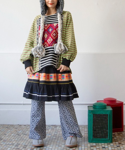 チャイハネ(チャイハネ)の「【チャイハネ】ウィピナミニスカート(スカート・レディース・ホワイト/ブラック/ブルー・FREE)」の12枚目の写真