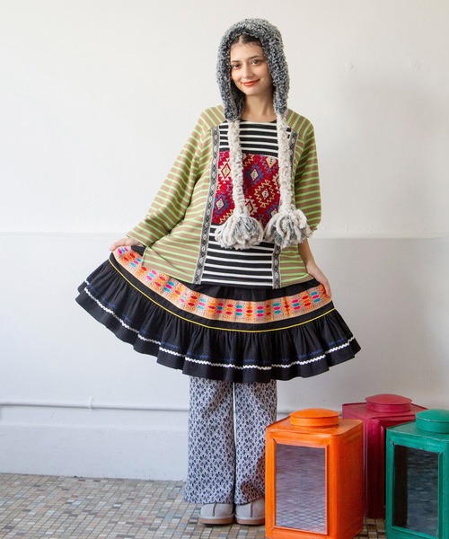 チャイハネ(チャイハネ)の「【チャイハネ】ウィピナミニスカート(スカート・レディース・ホワイト/ブラック/ブルー・FREE)」の9枚目の写真