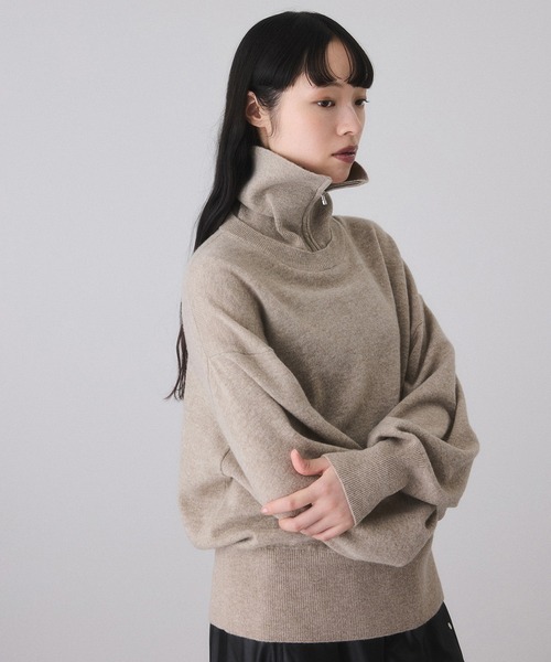 セール】カシミア混ZIPタートルネックプルオーバー（ニット/セーター