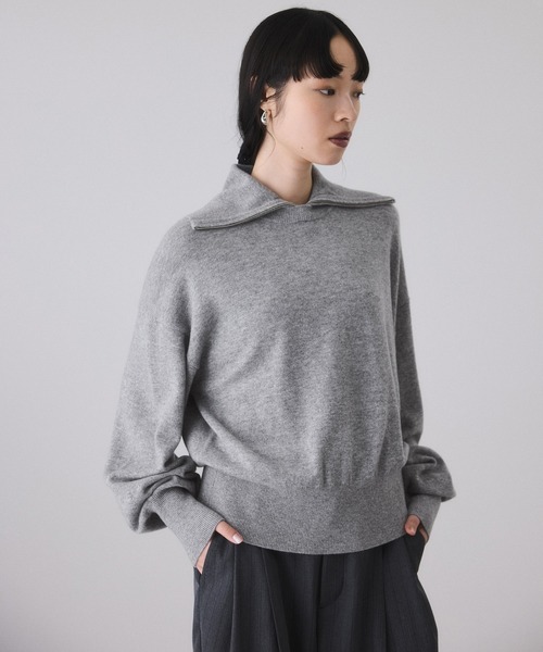 セール】カシミア混ZIPタートルネックプルオーバー（ニット/セーター