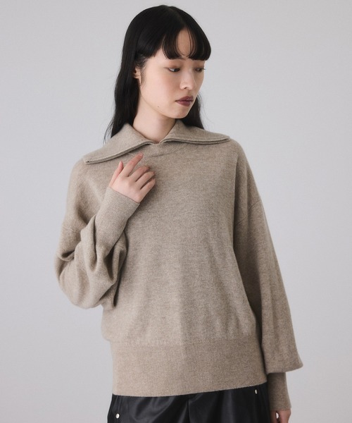 セール】カシミア混ZIPタートルネックプルオーバー（ニット/セーター