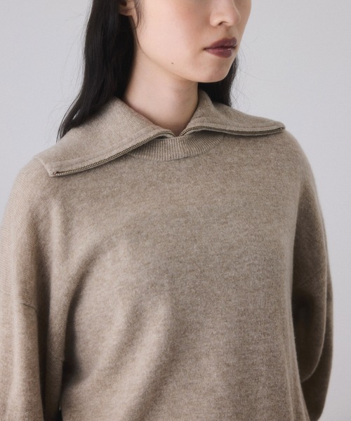 セール】カシミア混ZIPタートルネックプルオーバー（ニット/セーター