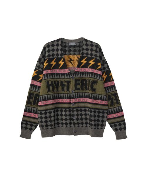 HYSTERIC GLAMOUR（ヒステリックグラマー）の「THUNDER柄ジャカード カーディガン（カーディガン/ボレロ・メンズ・ブラック系その他/グレー系その他・SMALL/MEDIUM/LARGE/X-LARGE）」の2枚目の写真