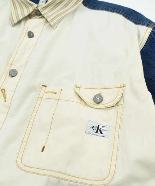 Calvin Klein（カルバン・クライン）の「【USED】90’s Calvin Klein 切替 デニムシャツ（シャツ/ブラウス・メンズ・ホワイト・LARGE）」の2枚目の写真
