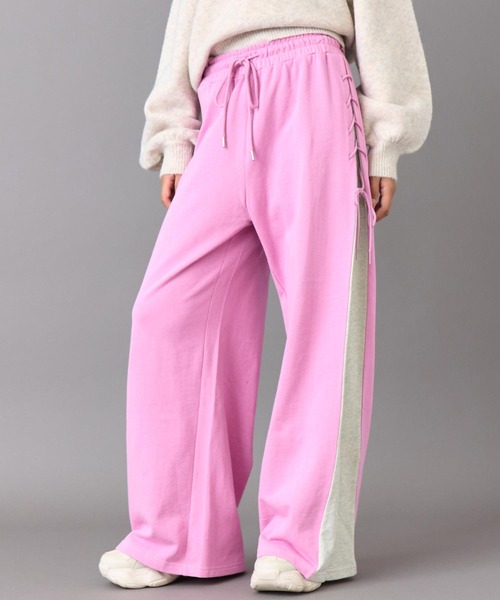 ANAP（アナップ）の「配色 スピンドル 裏毛 スウェット パンツ（スウェットパンツ・レディース・ピンク/グレー/ブラック・F）」の3枚目の写真