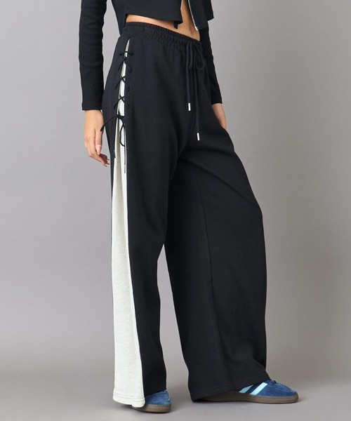 ANAP（アナップ）の「配色 スピンドル 裏毛 スウェット パンツ（スウェットパンツ・レディース・ピンク/グレー/ブラック・F）」の2枚目の写真