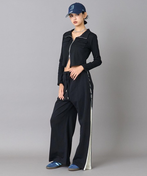 ANAP（アナップ）の「配色 スピンドル 裏毛 スウェット パンツ（スウェットパンツ・レディース・ピンク/グレー/ブラック・F）」の4枚目の写真