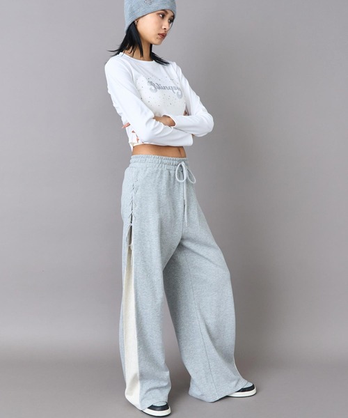 ANAP（アナップ）の「配色 スピンドル 裏毛 スウェット パンツ（スウェットパンツ・レディース・ピンク/グレー/ブラック・F）」の13枚目の写真