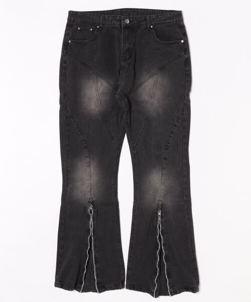 Bling Leads(ブリングリーズ)の「【Bl】ZIP-FLARE WIDE DENIM(デニムパンツ・メンズ・ブラック・MEDIUM/LARGE)」の1枚目の写真